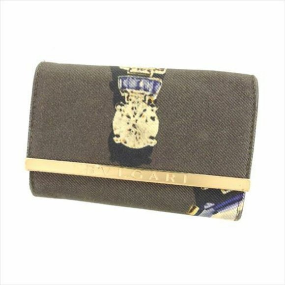 BVLGARI Handbags - Bvlgari Key case Key holder Brown Canvas Leather Woman Authentic Used F1387